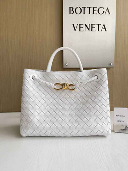 Bottega Veneta Medium Andiamo Bag 743572 Lambskin White