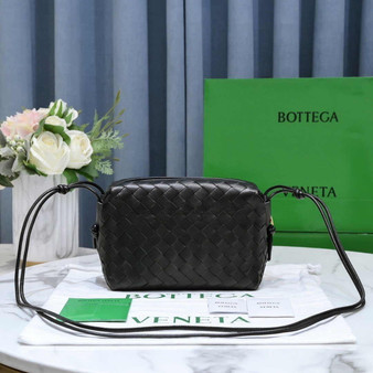 Bottega Veneta Small Loop Camera Bag 723548 Black Intrecciato leather