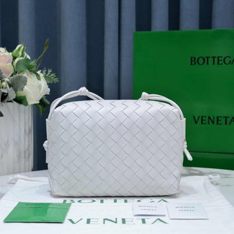 Bottega Veneta Small Loop Camera Bag 723548 White Intrecciato leather
