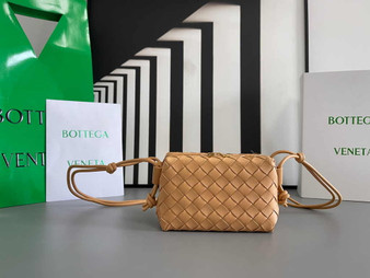 Bottega Veneta Mini Loop Camera Cross-Body Bag 680254 Apricot Lambskin