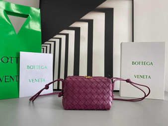 Bottega Veneta Mini Loop Camera Cross-Body Bag 680254 Dark Purple Lambskin