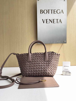 Bottega Veneta Mini Cabat 709464 coffee Intreccio lambskin leather