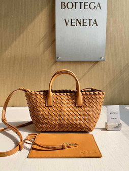 Bottega Veneta Mini Cabat 709464 brown Intreccio lambskin leather