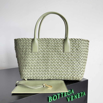 Bottega Veneta Medium Cabat Bag 608810 light green lambskin leather