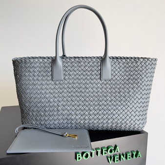 Bottega Veneta Large Cabat Bag 608811 Lambskin leather Gray