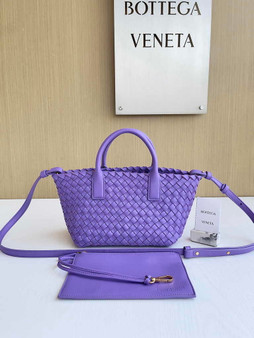 Bottega Veneta Mini Cabat 709464 Dark Purple Intreccio lambskin leather
