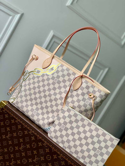 Louis Vuitton N40471 Neverfull MM Shoulder Bag Damier Azur
