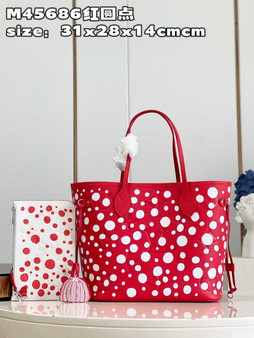 Louis Vuitton M46422 LV x YK Neverfull MM Bag Monogram Red