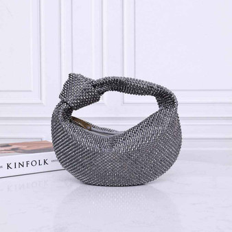 Copy of Bottega Veneta Mini Jodie bag 731400 strass-embellished mesh Dark Gray