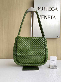 Bottega Veneta Small Cobble Shoulder Bag 709418 Lambskin Green