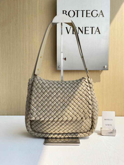 Bottega Veneta Small Cobble Shoulder Bag 709418 Lambskin Dark Gray