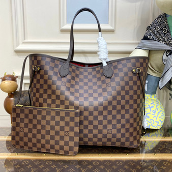 Louis Vuitton Neverfull GM Bag N41357 Damier Ebene Canvas Red