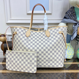Louis Vuitton Neverfull GM Bag N41360 Damier Azur Canvas Beige - Default Title - View 1
