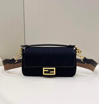 Fendi 8BR600 Baguette Black FF canvas bag
