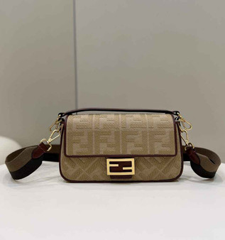 Fendi 8BR600 Baguette Dark Beige FF canvas bag