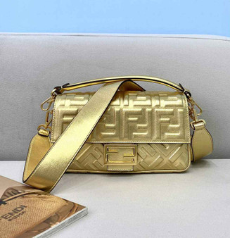 Fendi 8BR600 Baguette Gold leather bag