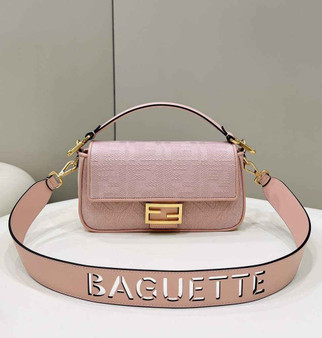Fendi 8BR600 Baguette Pink FF canvas bag