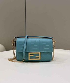 Fendi 8BS017 Baguette Mini Blue leather bag