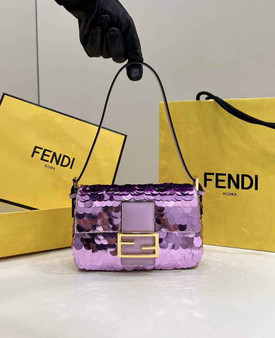 Fendi 8BS049 Mini Baguette 1997 Purple leather and sequinned bag