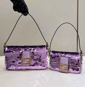 Fendi 8BR792 Baguette 1997 Purple leather and sequinned bag