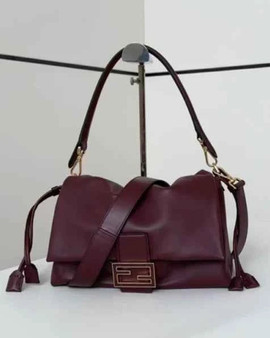 Fendi Mamma Baguette Medium Bag 8BR833 wine red leather