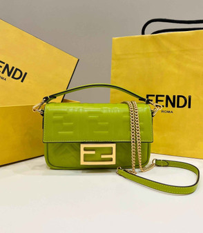 Fendi 8BS017 Baguette Mini leather bag green