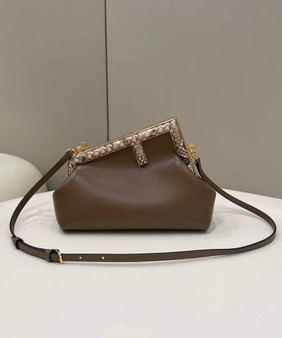 Fendi First Small 8BP129 Brown leather and python leather bag