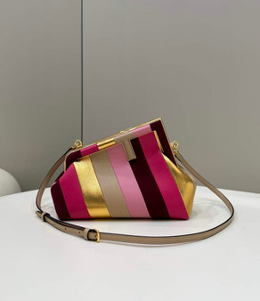 Fendi First Small 8BP129 Gold leather bag Multicolor
