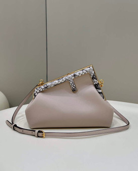 Fendi First Small 8BP129 Beige leather and python leather bag