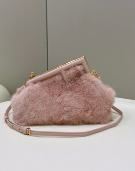 Fendi First Small 8BP129 Pink fox fur bag