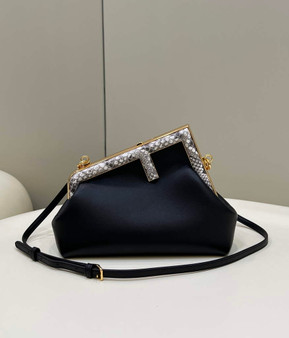 Fendi First Small 8BP129 Black leather and python leather bag
