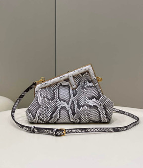 Fendi First Small 8BP129 Gray python leather bag