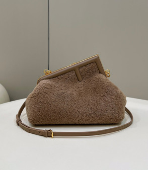 Fendi First Small 8BP129 khaki sheepskin bag