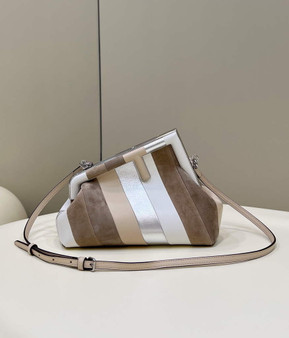 Fendi First Small 8BP129 Silver leather bag Multicolor
