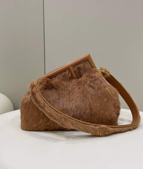 Fendi First Medium 8BP127 Brown fox fur bag