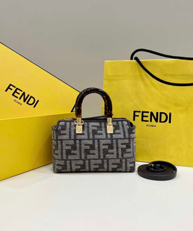Fendi 8BS067 By The Way Mini Small Black FF Boston bag