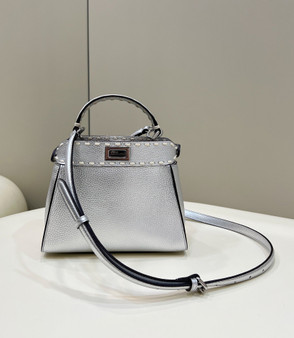 Fendi Peekaboo Mini Selleria Bag 8BN244 Silver