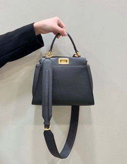 Fendi 8BN244 Peekaboo Mini Dark Gray leather bag 2125CS