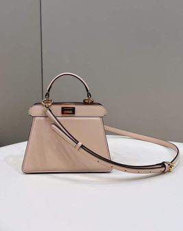 Fendi 8BN335 Peekaboo ISeeU Petite Padded Nappa Leather Bag Dark Beige