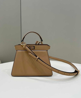 Fendi 8BN335 Peekaboo ISeeU Petite Padded Nappa Leather Bag Apricot