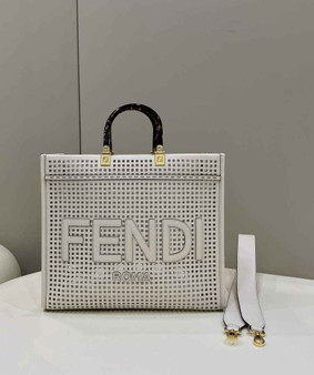 Fendi 8BH386 Sunshine Medium Two-toned perforated leather shopper