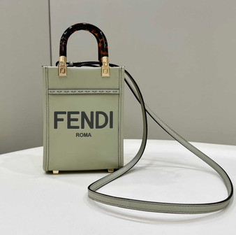 Fendi Mini Sunshine Shopper green leather mini-bag 8BS051