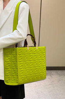 Fendi Sunshine Medium Bag 8BH386 Green leather shopper