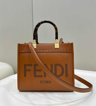 Fendi Sunshine Small Bag 8BH394 Brown leather shopper