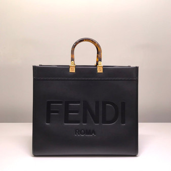 Fendi Sunshine Large Bag 8BH372 Black Leather Shopper