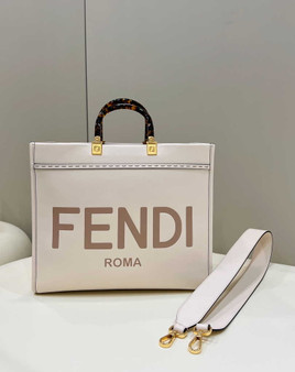 Fendi Sunshine Medium Bag Beige leather shopper 8BH386