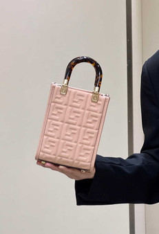 Fendi Mini Sunshine Shopper 8BS051 pink leather mini-bag with FF motif