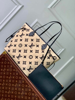 Louis Vuitton M22839 Neverfull MM Autres Toiles Monogram Black Beige - Default Title - View 1