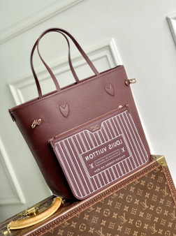 Louis Vuitton Neverfull Inside Out MM Bag, M25663 Monogram Red Coated canvas