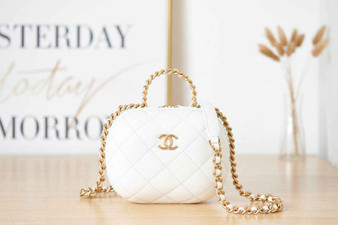 Chanel AS3066 Small Vanity Case Lambskin gold-tone metal White